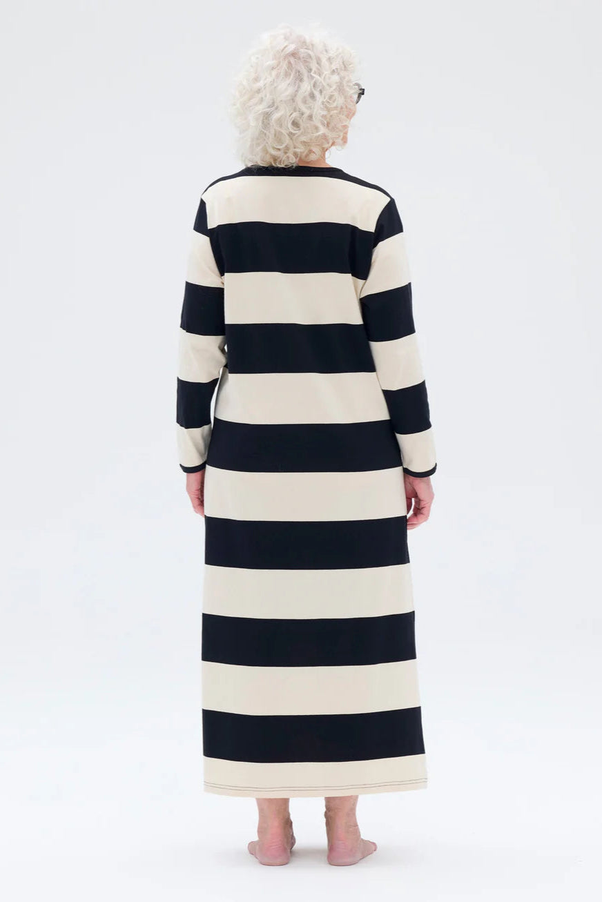 Ratia Fanni Black/Beige Wide Stripe Gown