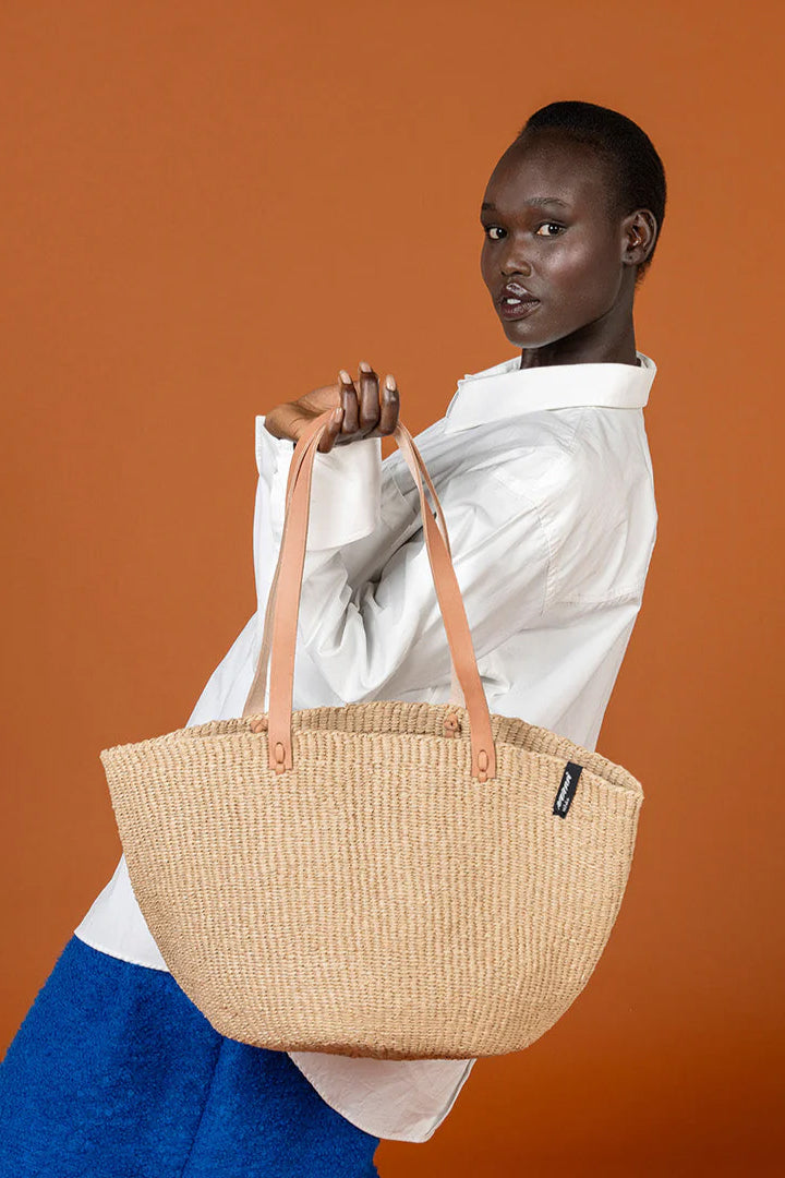 Mifuko Kiondo Medium Shopper Basket Bag Brown