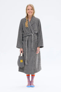 Ratia Unisex Stripe Bathrobe Black/Sand
