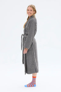 Ratia Unisex Stripe Bathrobe Black/Sand