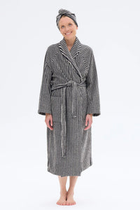 Ratia Unisex Stripe Bathrobe Black/Sand