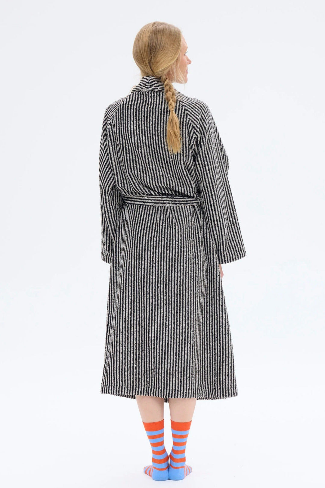 Ratia Unisex Stripe Bathrobe Black/Sand