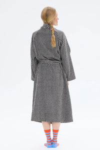 Ratia Unisex Stripe Bathrobe Black/Sand