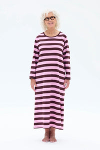 Ratia Felia Nightgown Stripes Pink/Burgundy