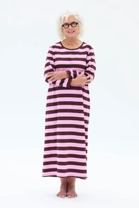 Ratia Felia Nightgown Stripes Pink/Burgundy