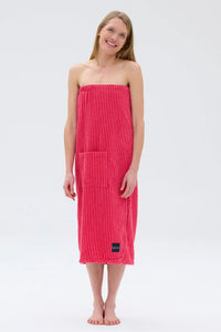 Ratia Women's Bath Wrap Stripes Pink Red