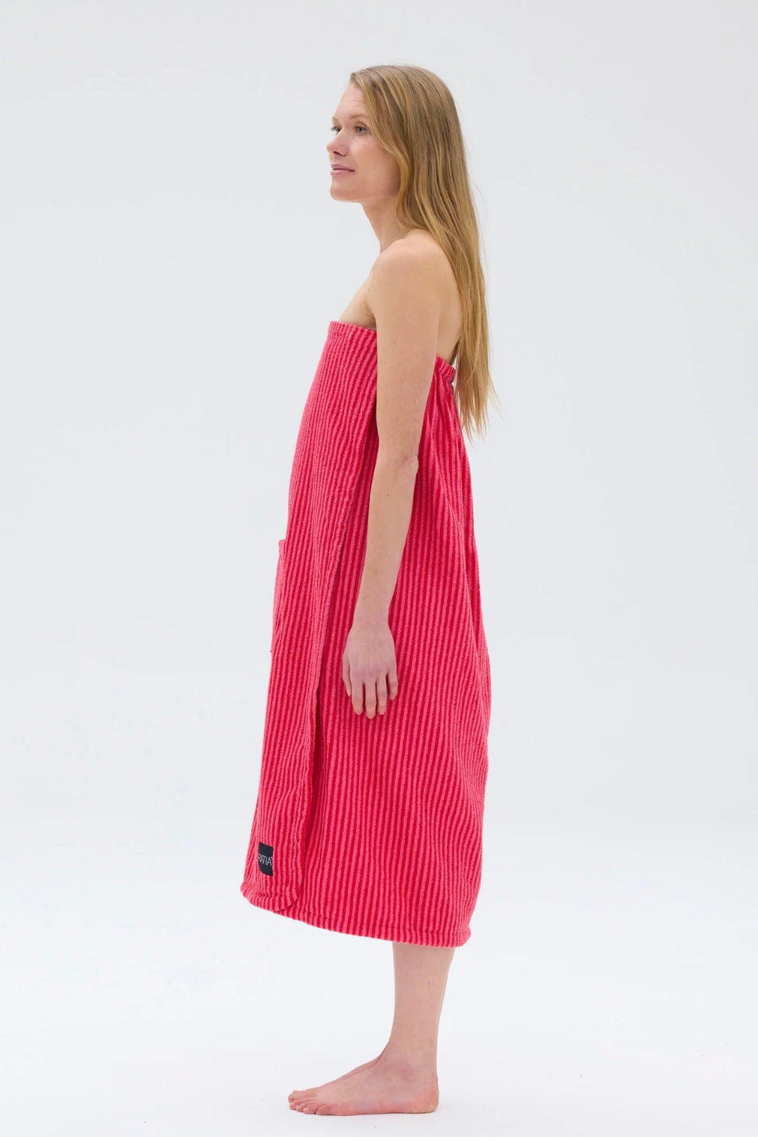 Ratia Women's Bath Wrap Stripes Pink Red