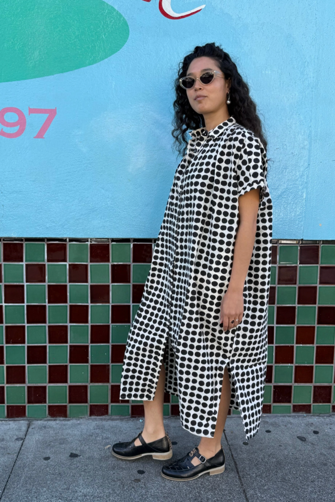 Happy French Elise Madder Black Dots Dress