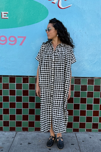 Happy French Elise Madder Black Dots Dress