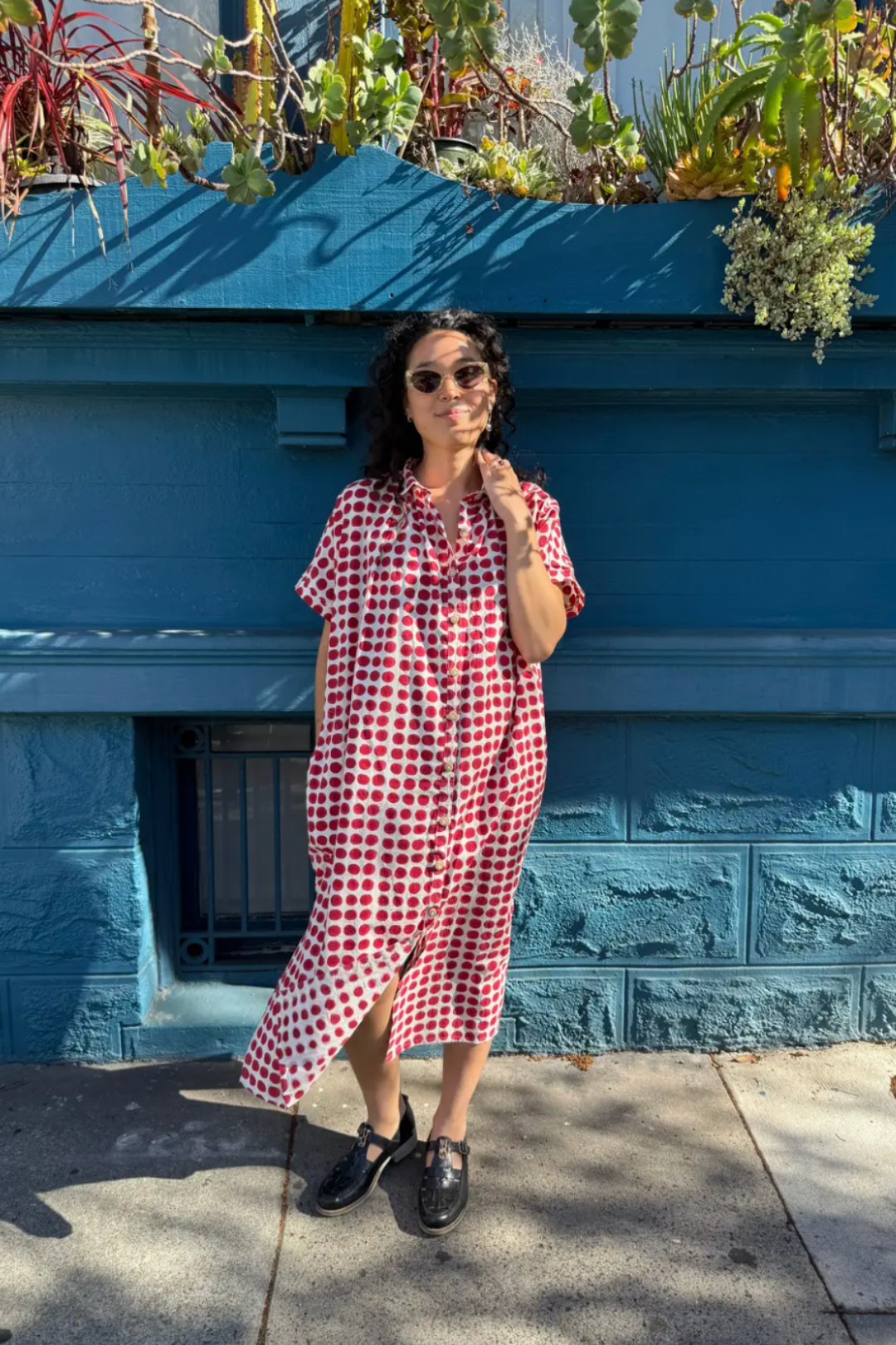 Happy French Elise Madder Red  Dots Dress