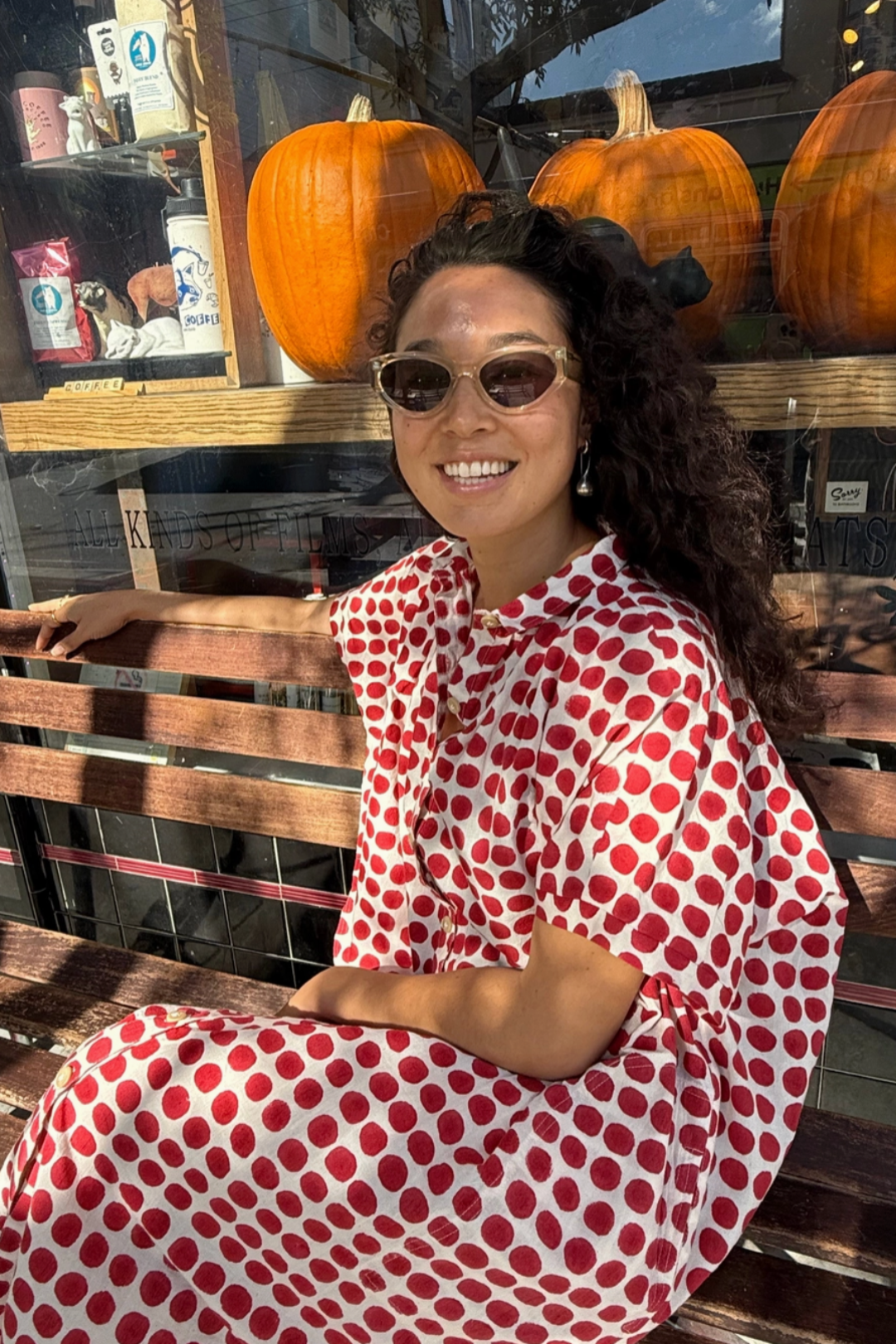Happy French Elise Madder Red  Dots Dress