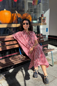 Happy French Elise Madder Red  Dots Dress