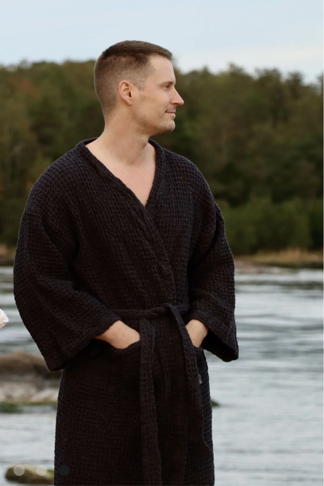 Luhta Linen Black Bathrobe
