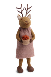 Gry & Sif Big Brown Girly Deer With Berries