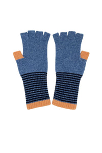 Catherine Tough Women's Lambswool Fingerless Gloves Denim
