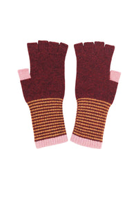 Catherine Tough Women's Lambswool Fingerless Gloves Burgundy