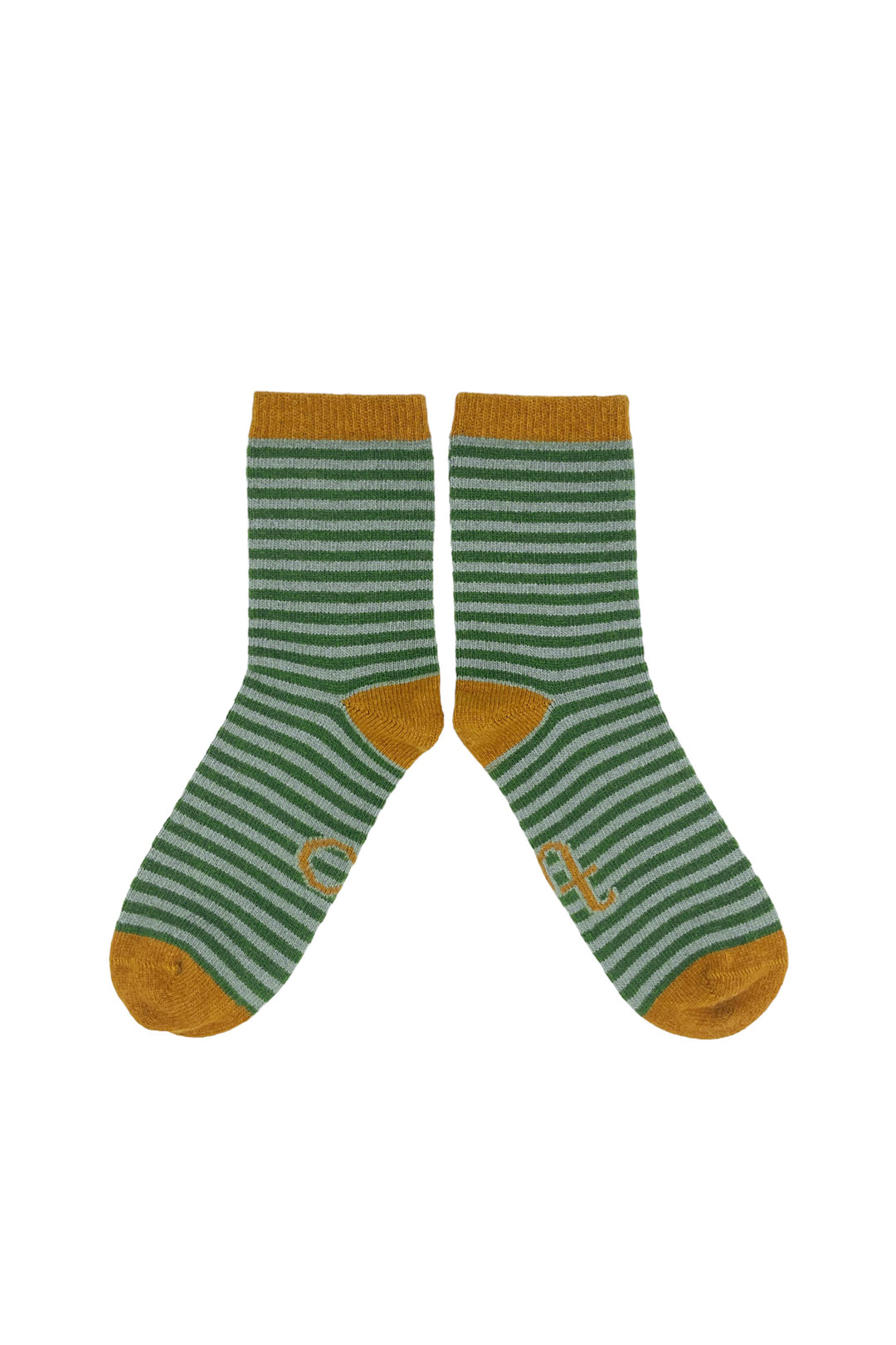 Catherine Tough Women's Lambswool Green Stripe Ankle Socks