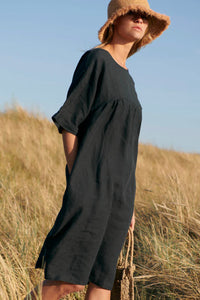 Linen Kyoto Dress Black