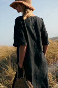 Linen Kyoto Dress Black