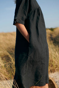 Linen Kyoto Dress Black