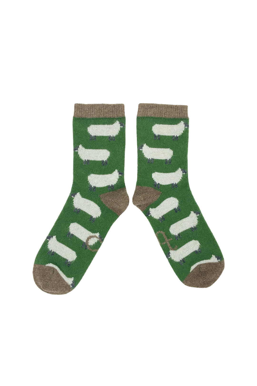 Catherine Tough Women's Lambswool Sheep Green Ankle Socks