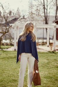 Piironki Helsinki Leea Merino Wool Poncho Blue