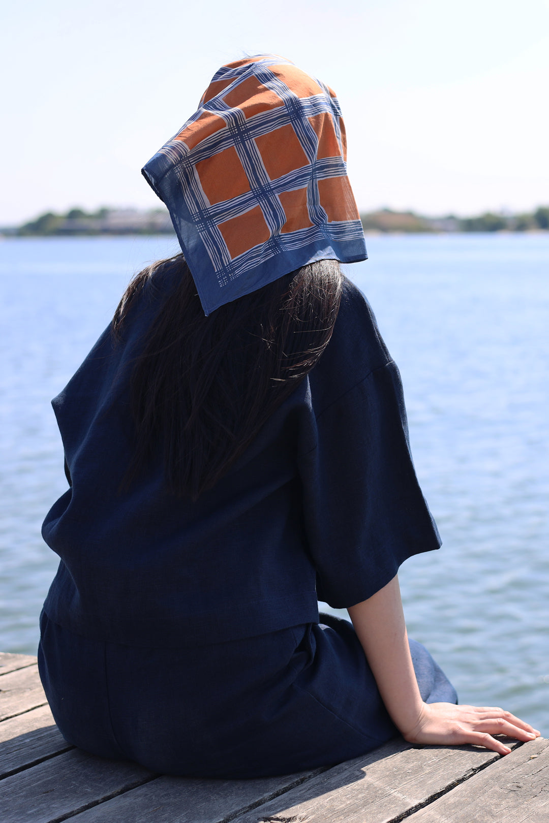 Ratia Minttu Navy Wide Leg Cropped Linen Pants