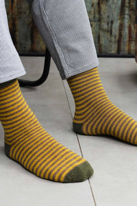 Catherine Tough Men's Lambswool  Stripe Ankle Socks