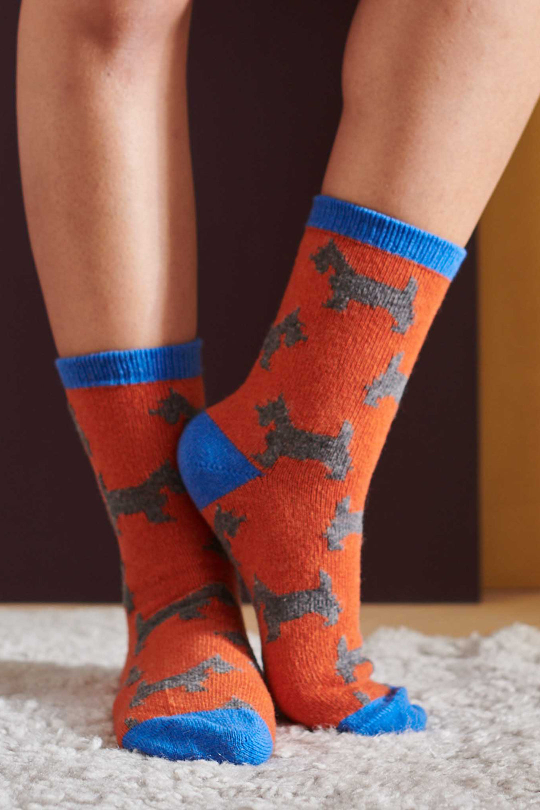 Catherine Tough Women's Lambswool Scottie Dogs Ankle Socks