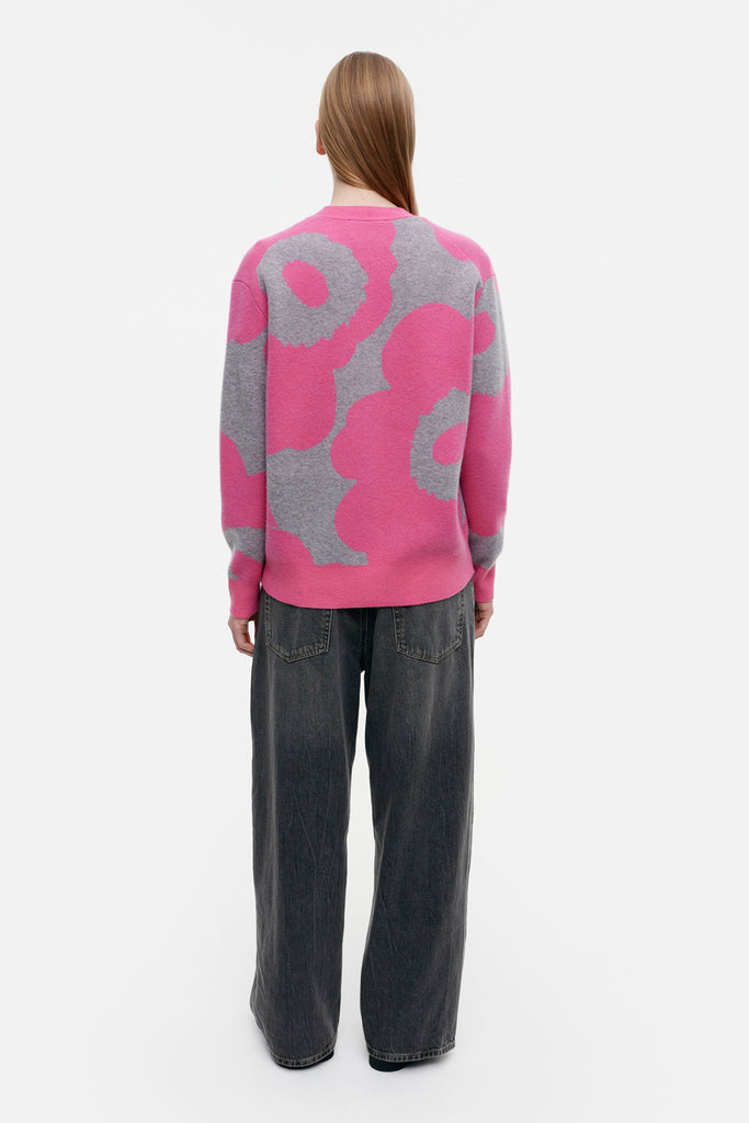 Marimekko Sif Unikko Wool Pink Cardigan
