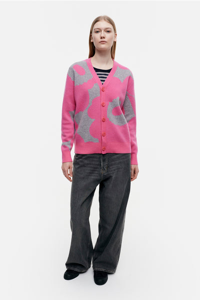 Marimekko Sif Unikko Wool Pink Cardigan