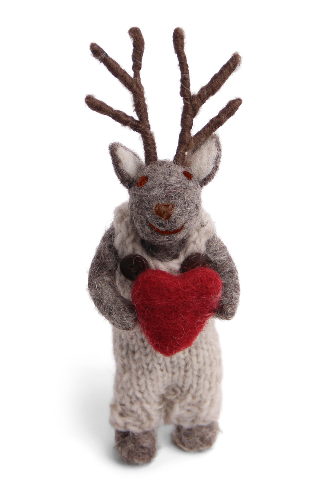 Gry & Sif Small Grey Boy Reindeer With Heart