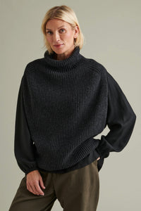 Niinmun Utö Merino Wool Collar Vest Charcoal