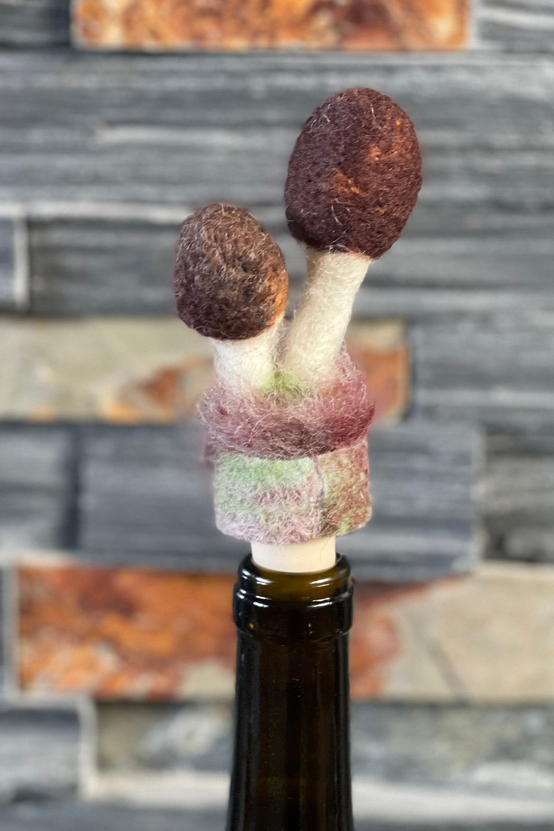 Swedish Boiled Wool Mushroom Bottle Topper