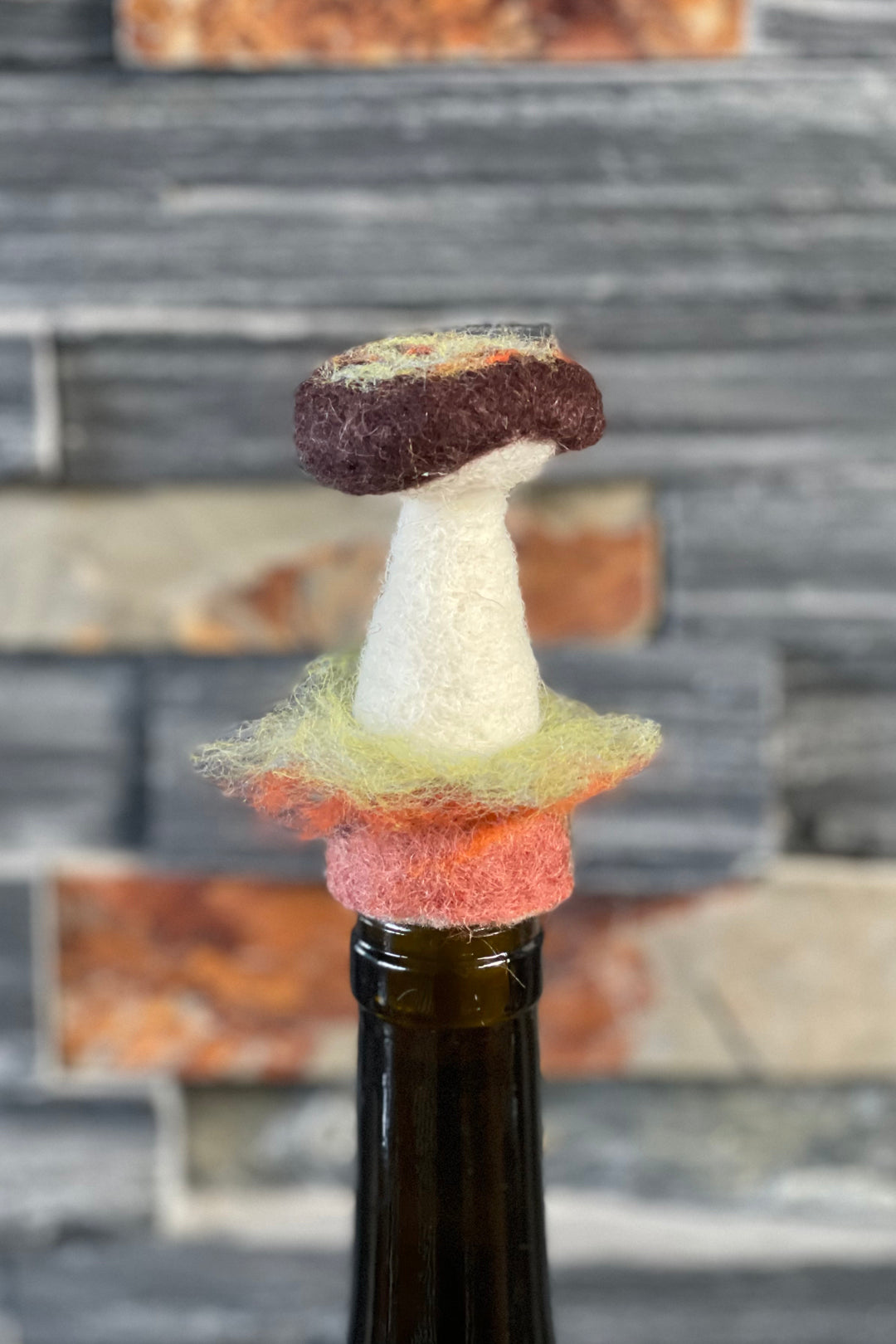Swedish Boiled Wool Mushroom Bottle Topper