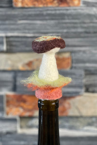 Swedish Boiled Wool Mushroom Bottle Topper