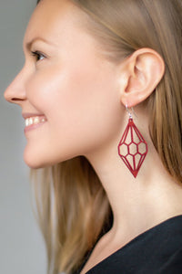 Valona Diamond 2D Red Earrings