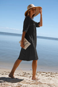Linen Kyoto Dress Black