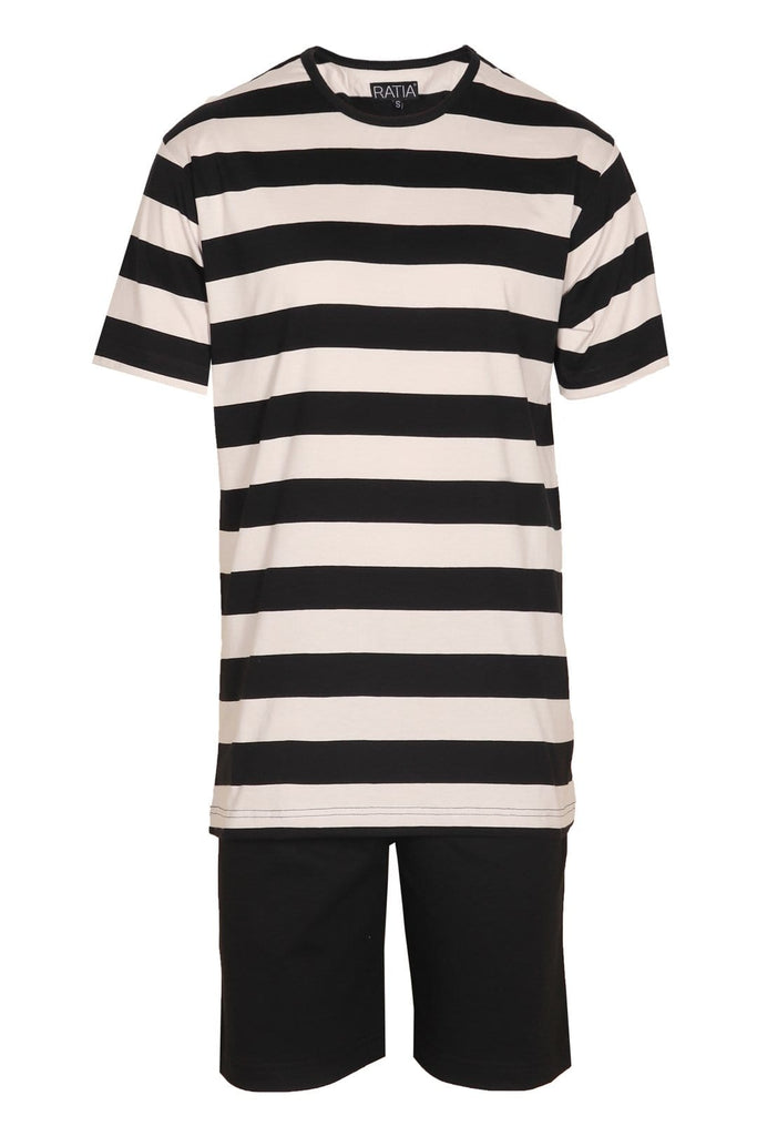 Ratia Black/Sand Stripe Men's Pyjama Set - Nordic Labels