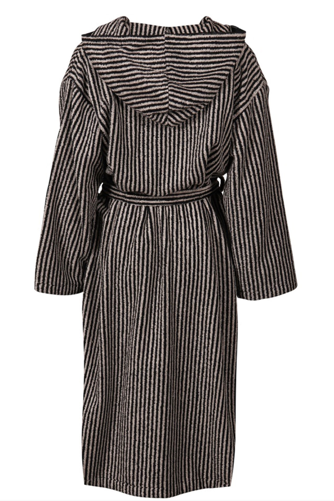 Ratia Hooded Stripe Bathrobe With Zipper Black/Sand