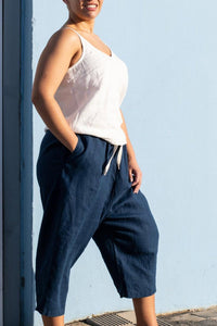 Linen Tokyo Wide Blue Pants